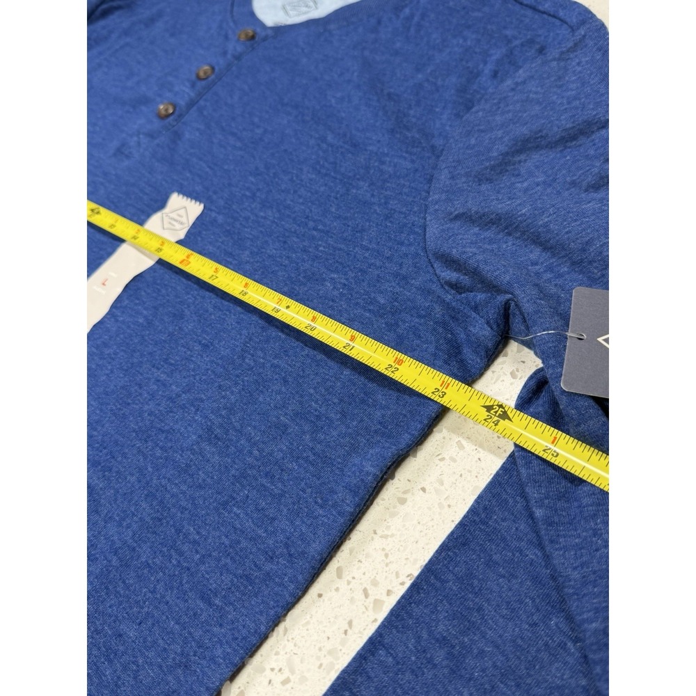 St. John's Bay Classic Blue Henley T-Shirt Long Sleeve Cotton Blend Size L - Picture 5 of 6